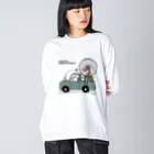 yo-pecoのスマルピーとモルモットカー ビッグシルエットロングスリーブTシャツ