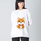 NihongoYouの柴犬ウィンク ビッグシルエットロングスリーブTシャツ