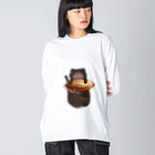 ちょこねこshopのカカオ豆とちょこねこビッグシルエットロングスリーブTシャツ Big Long Sleeve T-Shirt