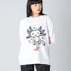 mincruのおとぼけ顔のウパさん_モノクロver Big Long Sleeve T-Shirt