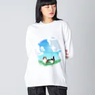 Kotetsu diary(SUZURI店)のシェルティ2匹×青空の下の草原 Big Long Sleeve T-Shirt