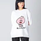 ぶたぴ's SHOPのぶたぴ　「Noレジぶくろ」 Big Long Sleeve T-Shirt