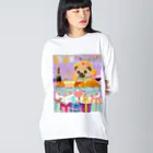 IzumiracleのDog in a wig at a feast! ビッグシルエットロングスリーブTシャツ