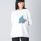 チデぺーニョの銀ちゃん青い ビッグシルエットロングスリーブTシャツ