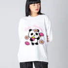 Lala Fantasia SUZURI StoreのLala Panda Yakiimo Big Long Sleeve T-Shirt