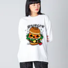 イラスト MONYAAT のバーガー ビッグシルエットロングスリーブTシャツ