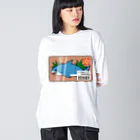 鮫ゑ〜〜の大特価で売られて切ないサメ 루즈핏 롱 슬리브 티셔츠