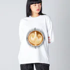 Prism coffee beanの【Lady's sweet coffee】ラテアート エレガンスリーフ ビッグシルエットロングスリーブTシャツ