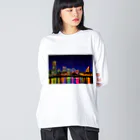 GALLERY misutawoの横浜 みなとみらいの夜景 ビッグシルエットロングスリーブTシャツ