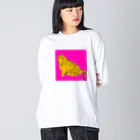 umbrella shopのデブトラちゃん ピンク背景 Big Long Sleeve T-Shirt