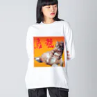 烏龍の烏龍(猫) ビッグシルエットロングスリーブTシャツ