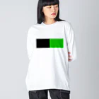 手描きのエトセトラの黒×緑 ２色バイカラー Big Long Sleeve T-Shirt