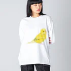 森図鑑の[森図鑑]セキセイインコ黄色 ビッグシルエットロングスリーブTシャツ