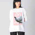 ぽぽこ🐰SHOPのくしくしバニラたん. ハートver ビッグシルエットロングスリーブTシャツ