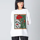 ヒーリングスマイルのYuriの花（隠しアルファベット） ビッグシルエットロングスリーブTシャツ