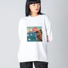 MONOTONE361の一富士ニ花三雀 Big Long Sleeve T-Shirt