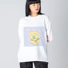 トラとハチワレのぬいぐるみとトラ ビッグシルエットロングスリーブTシャツ