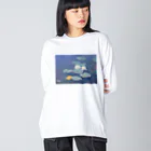 HermannStrasseのモネとツノガエル ビッグシルエットロングスリーブTシャツ