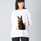 Teatime ティータイムの牧場 乗馬 馬術の馬 Big Long Sleeve T-Shirt