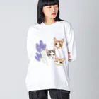 みきぞーん｜保護猫 ミッキー画伯と肉球とおともだちのrui & ram & Ta-chan Big Long Sleeve T-Shirt