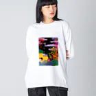 Marikoのサイケデリックフラワータウン ビッグシルエットロングスリーブTシャツ