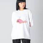 chicodeza by suzuriのピンククジラ Big Long Sleeve T-Shirt