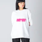 とぼけがおのhiscore tobokegao logo pink ビッグシルエットロングスリーブTシャツ