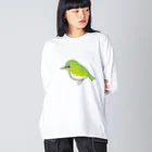 森図鑑の[森図鑑] ぽつんとメジロ Big Long Sleeve T-Shirt