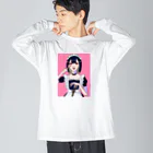 ささみふりゃいshopの女装メイドちゃん ビッグシルエットロングスリーブTシャツ