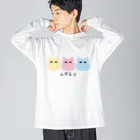 nagiのnekoが3匹（パステル） ビッグシルエットロングスリーブTシャツ