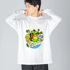 Cody the LovebirdのChubby Bird セキセイインコの妖精 Matcha 一緒に森を守ろう！ ビッグシルエットロングスリーブTシャツ