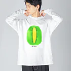 花と女性のイラストレーションのキウイ（kiwifruit）2022 ビッグシルエットロングスリーブTシャツ