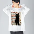 キキの黒猫ショップの黒ネコちゃん ビッグシルエットロングスリーブTシャツ