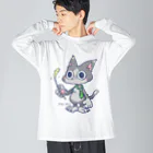 ﾓﾘ('ω')ﾓﾘのぬこ01 ビッグシルエットロングスリーブTシャツ