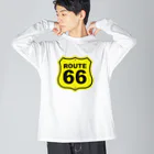 アロハスタイルハワイのU.S. Route 66  ルート66　イエロー ビッグシルエットロングスリーブTシャツ