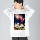 小佐々塾の砂と花火の競演 ビッグシルエットロングスリーブTシャツ