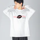 Mr.Kamako　～かま子の沼&かま子の飯 オリジナルグッズSHOP～のロゴ　モノクロ ビッグシルエットロングスリーブTシャツ