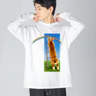 うさぎのうみちゃんねるショップの虹とうさぎ-うさぎのうみ Big Long Sleeve T-Shirt