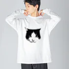 ハチワレちゃんのハチワレ猫　モノクロ02 Big Long Sleeve T-Shirt