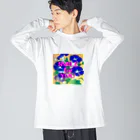 SUZURI.KEY-CHANのアサガオ7月24日誕生日花 ビッグシルエットロングスリーブTシャツ