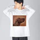 【CPPAS】Custom Pet Portrait Art Studioのアイリッシュセッタードッグ - レンガブロック背景 Big Long Sleeve T-Shirt