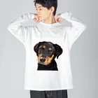 【CPPAS】Custom Pet Portrait Art Studioのかわいい子犬のロットワイラー Big Long Sleeve T-Shirt