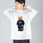 ことぷん の こぜにかせぎのはとふろーれん前面 ビッグシルエットロングスリーブTシャツ