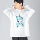 made blueのWatercolor wolf Big Long Sleeve T-Shirt