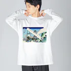 寿めでたや(ukiyoe)の葛飾北斎_冨嶽三十六景　遠江山中 ビッグシルエットロングスリーブTシャツ