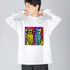 withCatsのこの猫たちはテレパシーでハモる ビッグシルエットロングスリーブTシャツ