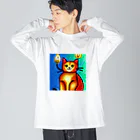 withCatsのモフらないとヒゲが燃える猫 ビッグシルエットロングスリーブTシャツ