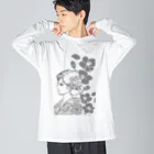 ki’s stampのWabisabiー椿(モノクロ) ビッグシルエットロングスリーブTシャツ