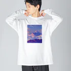 grinの浅葱と桃のやまとそら ビッグシルエットロングスリーブTシャツ