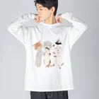 トコロコムギのねこがぶりにゃんこ ビッグシルエットロングスリーブTシャツ